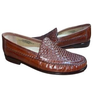 Stacy Adams Loafers Leather Woven Slip On Shoes